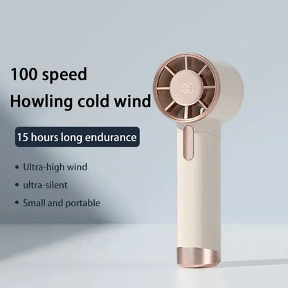 Mini Handheld Fan With Power Display Portable Air Calculating Fan Personal Highspeed Fan Rechargeable Mute Handheld Fan