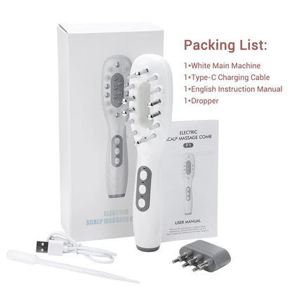 Electric Scalp Massage Comb Red Blue LED Light Therapy EMS Vibration Massage Brush Anti-Hair Loss Medicine Scalp Oil Applicator