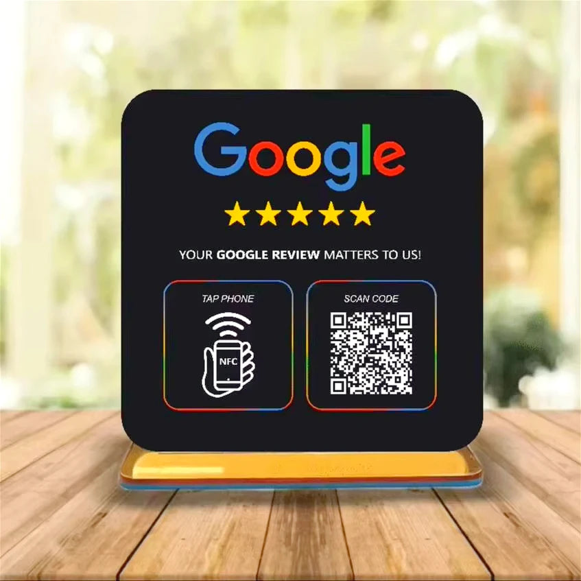 Custom Google Review Sign With Stand Scan QR Code Business Decor Acrylic Google Review NFC QR Code Sign Review Us on Google