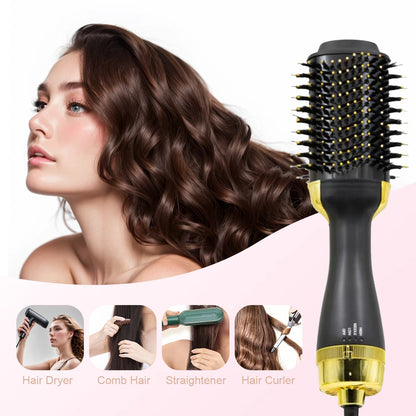 Multi in one electroplating hair dryer brush and fuller, one-step hair dryer suitable for straight and curly hair