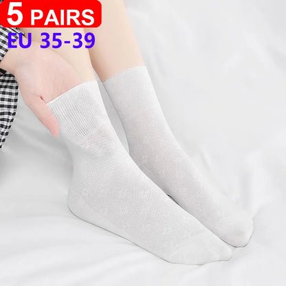 5Pairs Comfortable and Supportive Diabetic Socks for Men and Women Moisture wicking Cotton Fabric Non-binding Top Business Socks