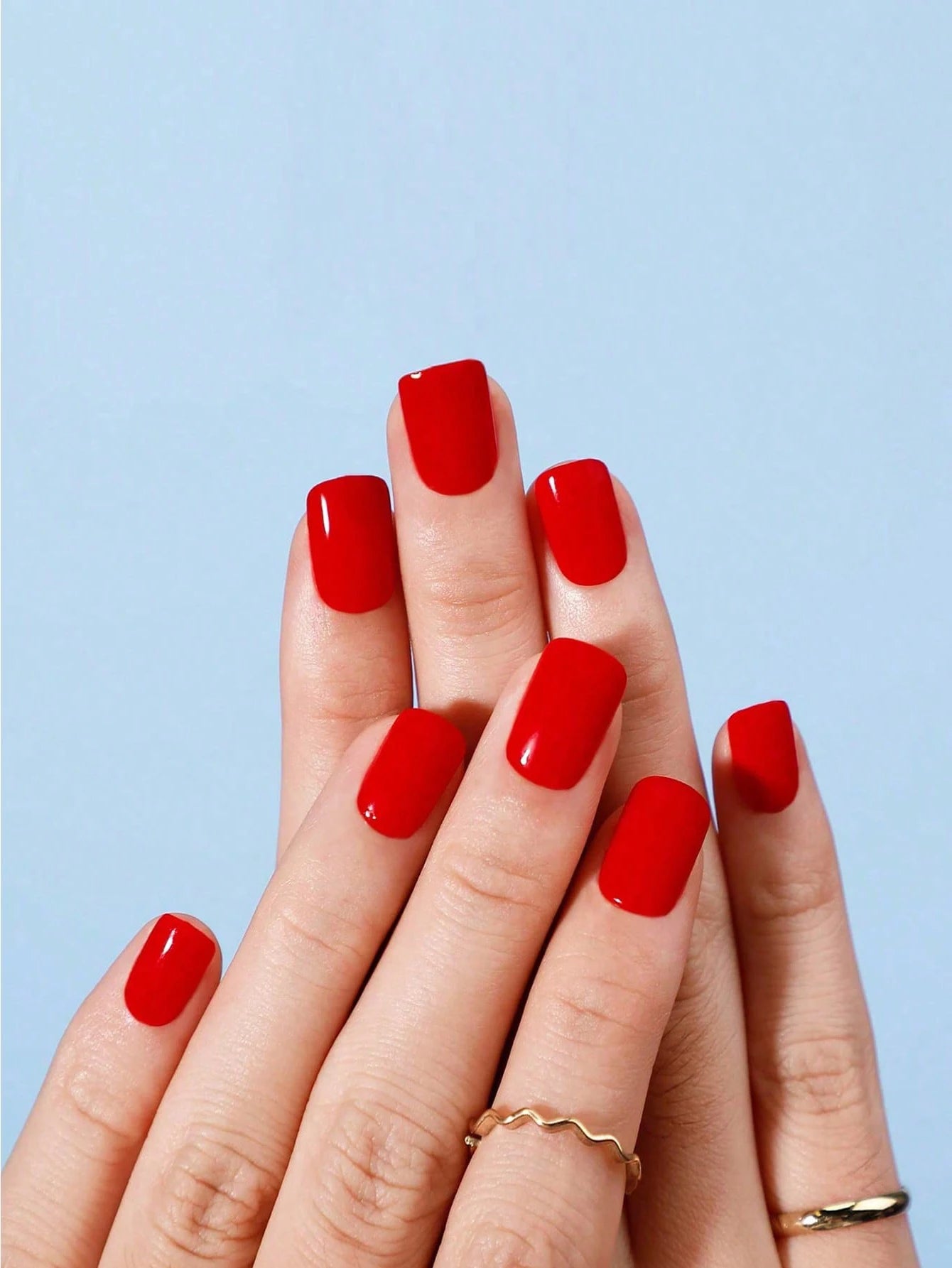 24PCS Press On Nails Short Pink Square Fingertip French Trim Press On Nails Love Design Sweet Nails Glisten Press On Nails