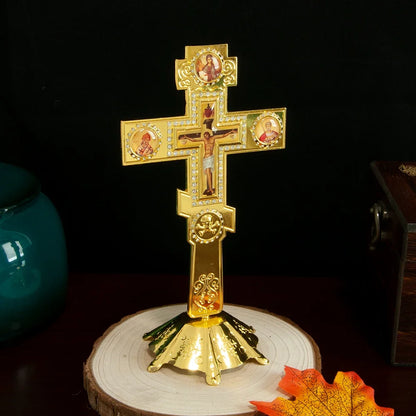 Church Orthodox Cross Gold Silver Plated With Stand Church Home Decoration Religious Gift Religion Gift Religion Ritual Item
