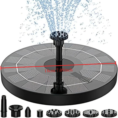 1.5W Solar Fountain Pump, with 6 nozzles Solar Bird Bath Fountain, Water Pump Floating Fountains Suitable for Ponds