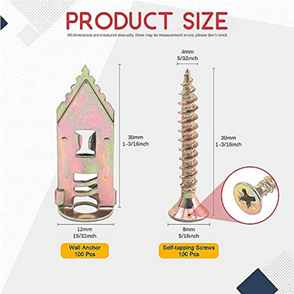 Drywall Self-Drilling Anchors With Screws, Hollow-Wall Anchor Kit With Screws, Suitable For Wall Insulation Board, Shelf-Best Se