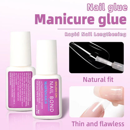 8ML Strong Nail Glue for Press on Nails Adhesive Broken Nail Repair Brush-on Nail Glue Rhinestone Charms Acrylic Tips Bond Glue