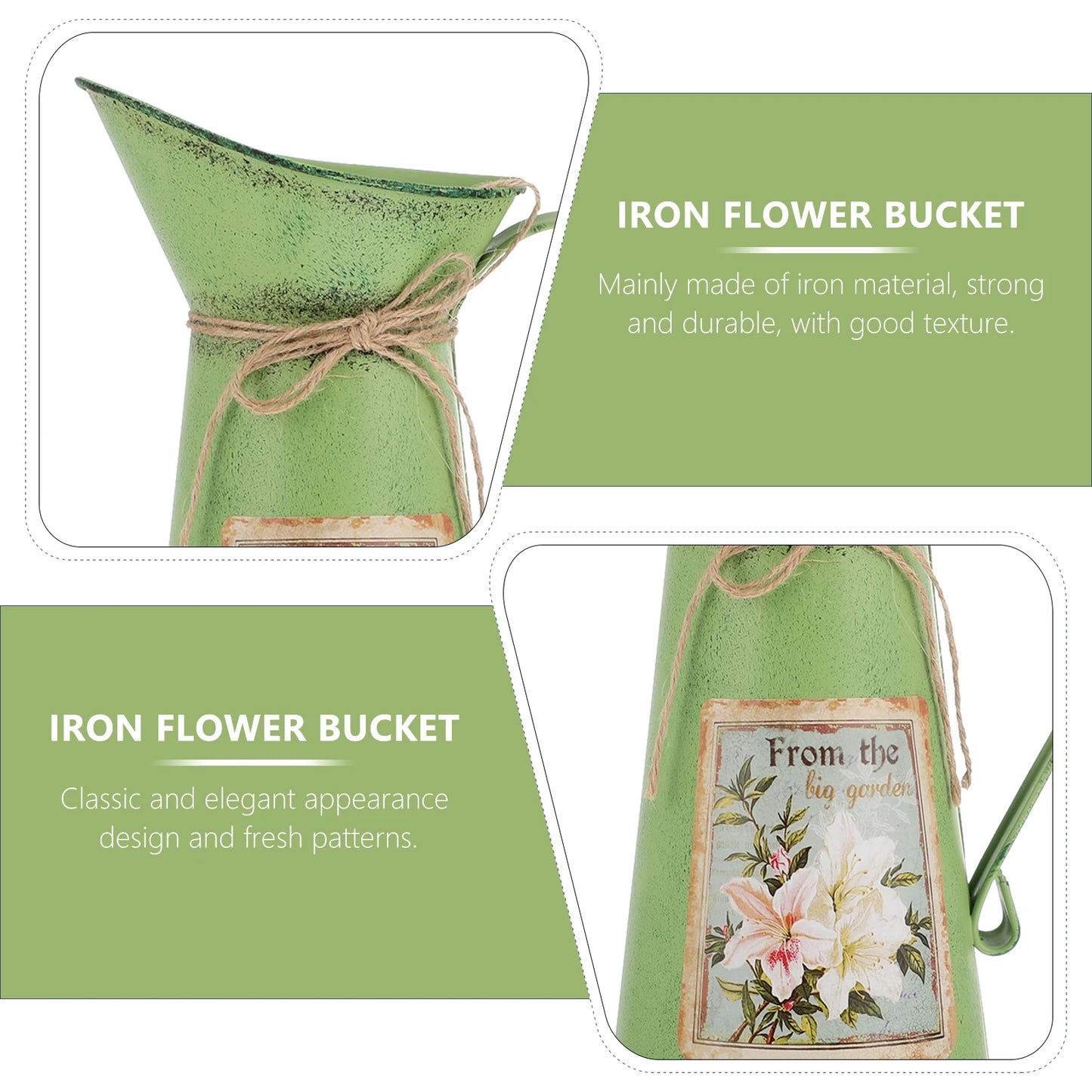 Tin Bucket Rustic Water Can Decor Decorative Toy Floral Containers Iron Farmhouse Retro Buckets