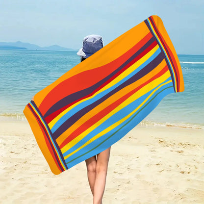 1pc Striped beach towels, ultra-fine fiber beach towels, multifunctional beach towels for swimming and shower rooms