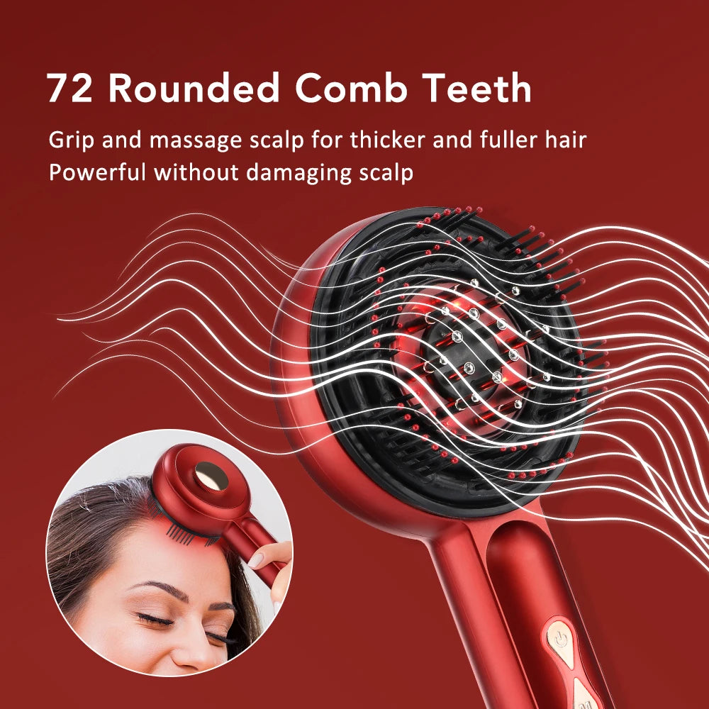Electric Hair Regrowth Brush with Infrared Light Machine Acupoint Scalp Massage Anti-Hair Loss Exercise Hair Scrubber Combs