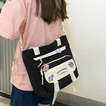 Portable Ins Students School Bags Large Capacity Bear High School Backpacks Multi Pockets Cartoon Teenage Shoulder Bags Girl