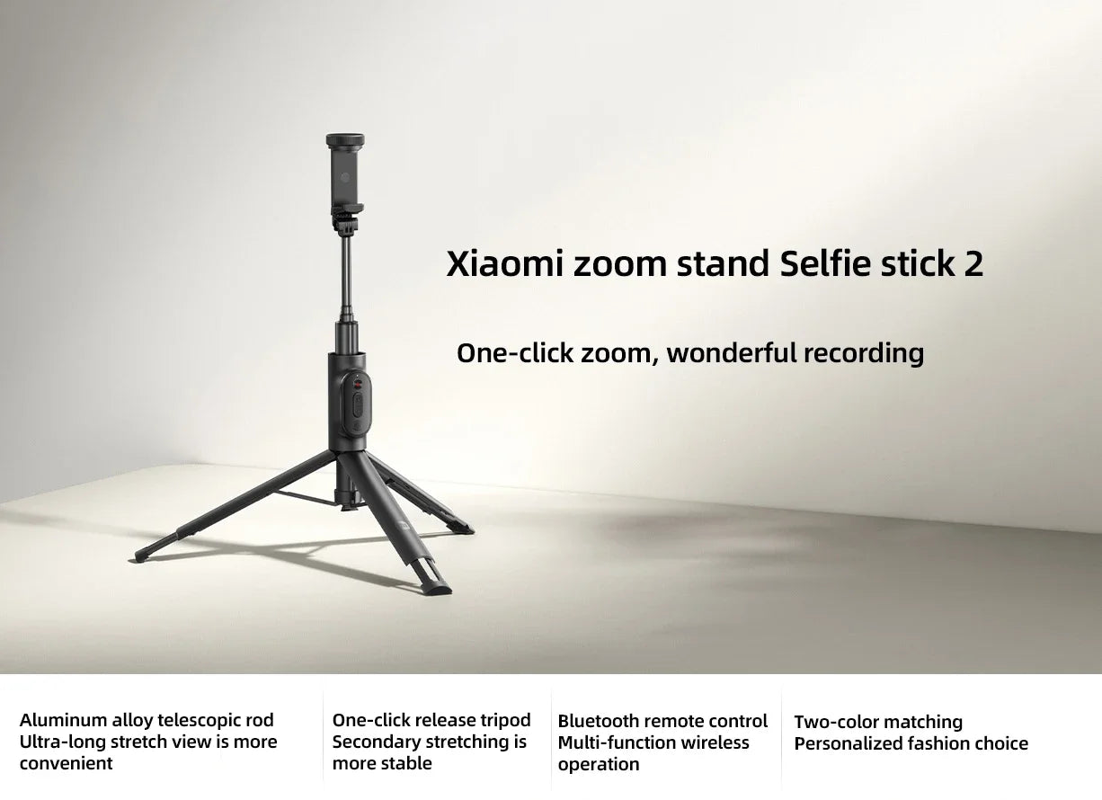 2025New Xiaomi Zoom Stand Selfie Stick 2 Bluetooth Remote Control One-click Zoom Rotate The Phone Holder Multi-functional Tripod