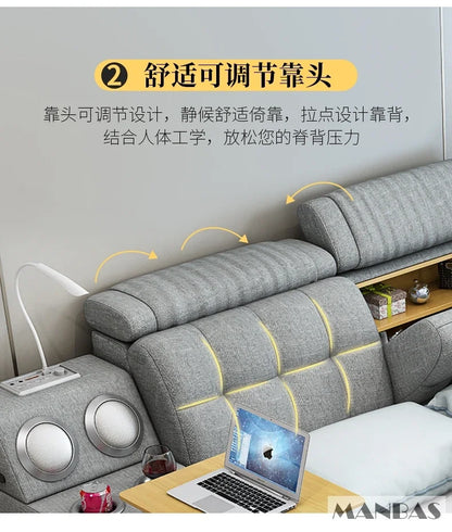 Modern Multi-Functional Tech Smart Bed with Storage, Speakers, USB, Bookshelves, and Tatami – Luxury King/Queen Ultimate Bed