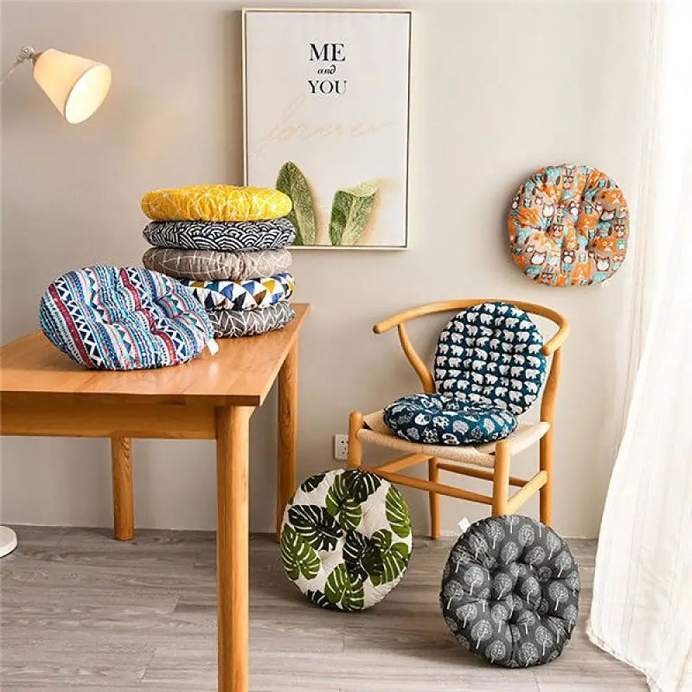 40*40cm Thicken Dining Chair Cushion Warm 10styles Student Seat Cushion Non-slip Round Cushion Student Office Home