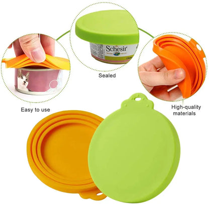 3In1 Silicone Reusable Soft Pet Seal Feed Cans Lid Keep Food Fresh Cover Flexible Storage Household Cup Glass Bottle With Spoon