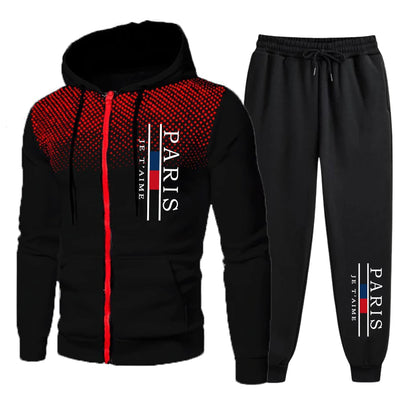 Men's Tracksuits Printing Casual Round Dot Zipper Hoodies+Jogging Pants Two Piece Set Mens Coat Sweatshirt Trend Street Clothing
