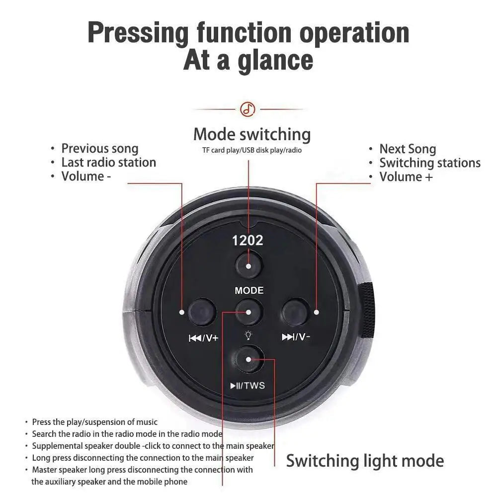 S12 Wireless Bluetooth Speakers Powerful Portable Sound Box Subwoofer Car Audio Bass MP3 Player Sound System LED Lights