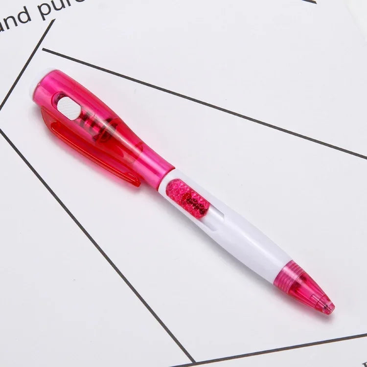 4pcs Funny Stationary Toy for Children Ballpoint Ball Point Pen Led Flashlight Torch