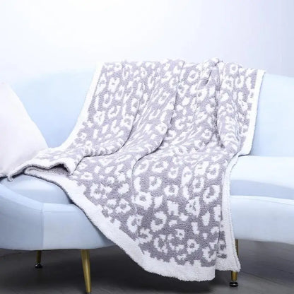 Super Soft Leopard Print Blanket, Warn Knitted Fleece Blanket, Sofa Nap Lightweight Blanket