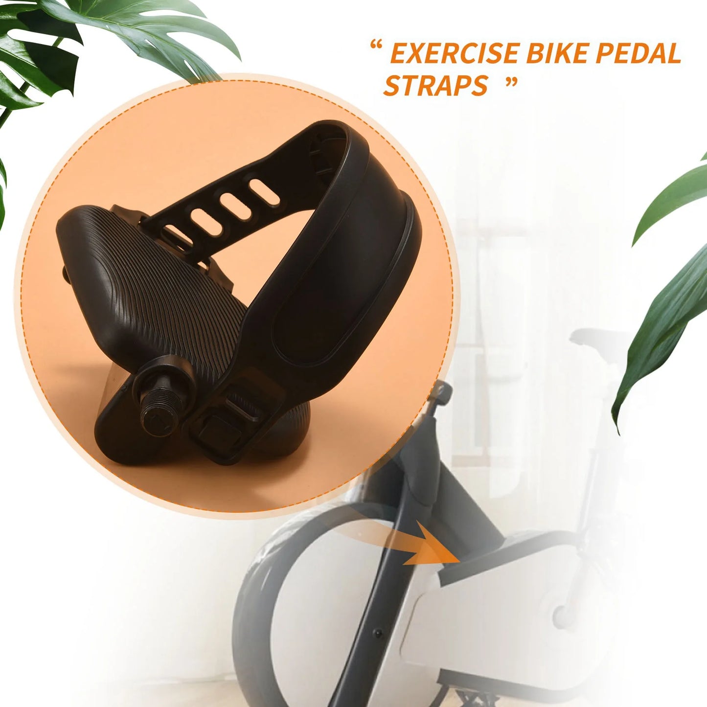 1Pair Exercise Bike Pedal Widened Bicycle Pedal With Pedal Straps For Exercise Bike Stationary Cycle Home