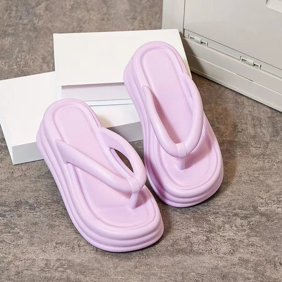 Thick Bottom Flip-flops Summer Fashion Women Slippers Soft Bottom Increase Anti-slip Anti-odor Beach Slippers Zapatos De Mujer