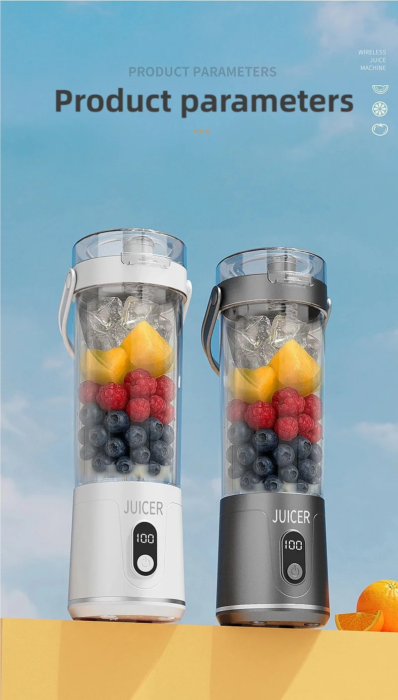 New Portable Juice Blender 600ml 12 Blades Fast Blending USB Rechargeable For Outdoor Milkshake Smoothie Electric Blender