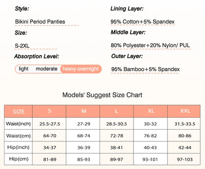Women's Menstrual Panties Leak Proof Bikini Menstrual Strong Menstrual Cycle Absorbent Underwear Abundant Flow Menstrual Briefs