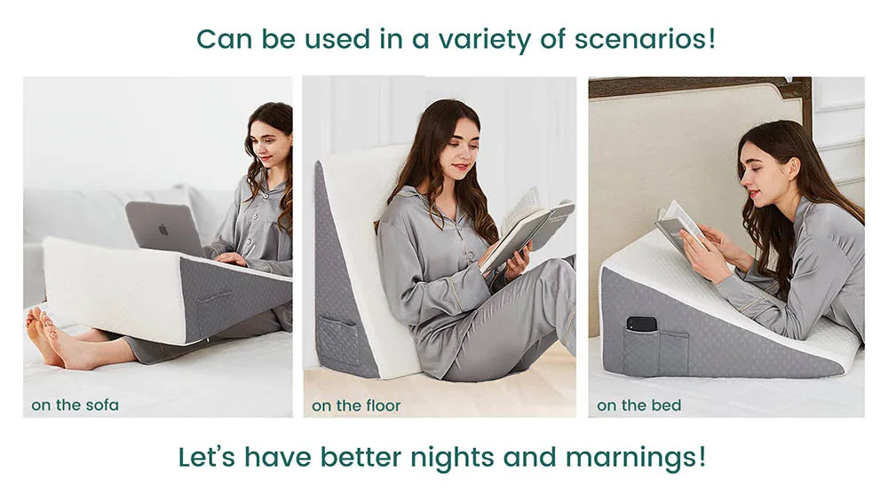 Wedge Pillow for Sleeping Acid Reflux After Surgery Triangle Elevated Pillow for Bedside Dormitory Office Air Layer Foam