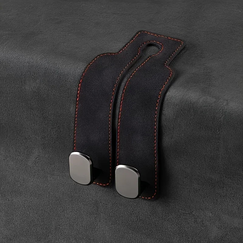 Car Purse Hook for Headrest - Premium Leather & ABS -Duty Hooks, Easy Install Car Seat Back Storage Hook