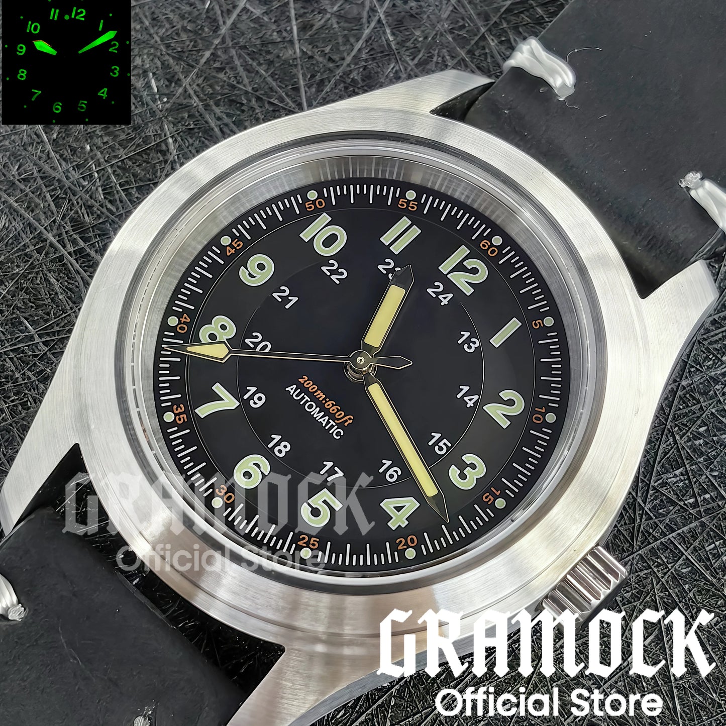 Gramock Classics Sterile 29mm Pilot Black Watch Dial Part for NH35/36 ETA PT5000 Miyota Mingzhu DG ST2130 Movement Part Hand Set