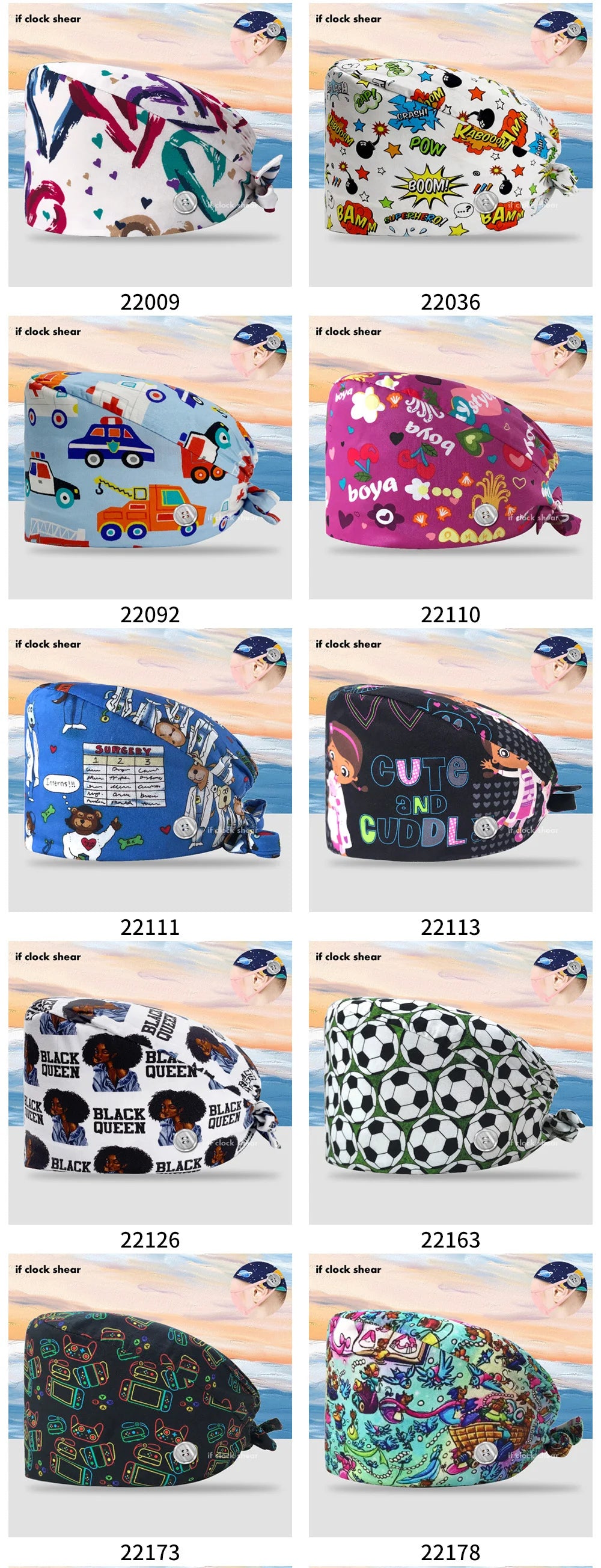 Printing Clinic Pharmacy Work Hat Dentistry Operating Room Doctor Scrubs Hats Adjustable Medical Nurse Accessories Surgical Caps