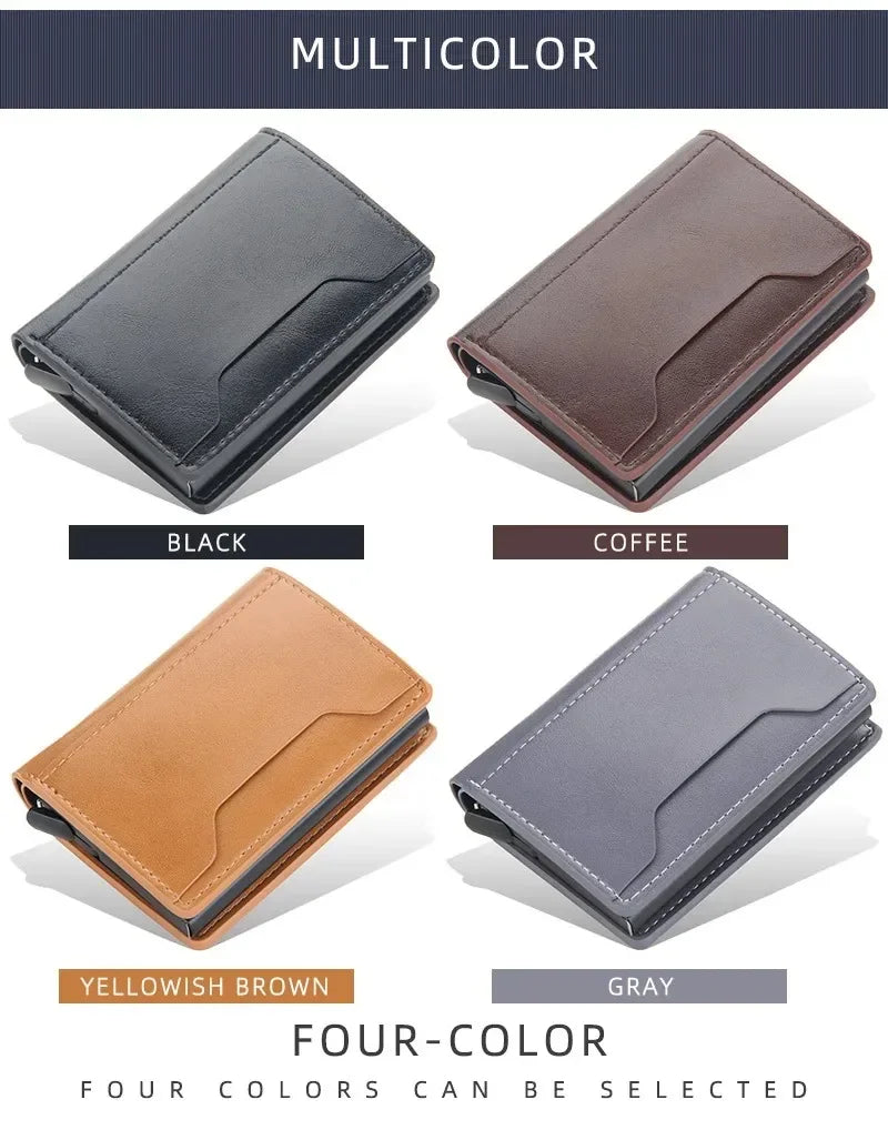 Anti Rfid Blocking Men Card Holder Case Wallets Free Name Customized Small Card Wallets Mini Wallet Qaulity Small Male Purses