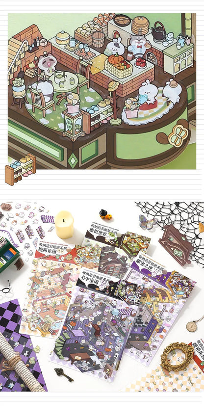 Creative Design Landscaping Sticker for Student Cute Cartoon Magic 3D Stack Scene Scrapbook Sticker Sweet Student Supplies