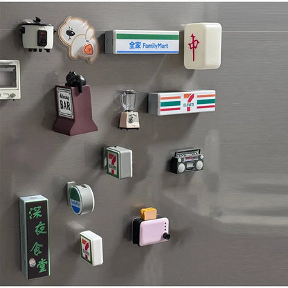 New Convenience Store Refrigerator Stickers Magnetic Fridge Stickers Lightbox Toy Model Light Signs Home Decorative Ornaments