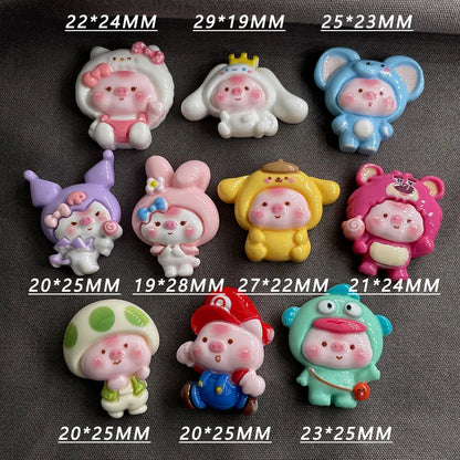 100pcs Cartoon porker Sanrio diy resin accessories accessories handmade hairpins mobile phone cases headwear supplies