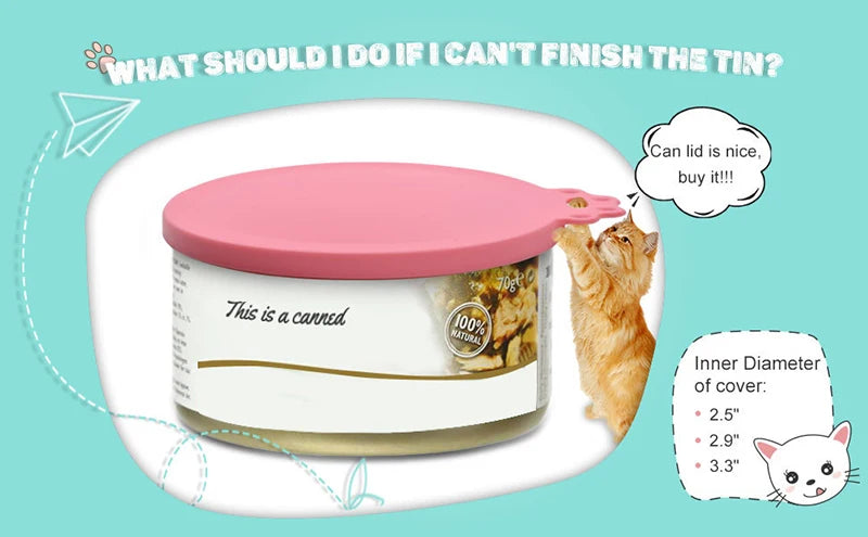 Reusable Pet Food Can Cover and Spoon Portable 2pcs/set  Dogs Cat Storage Tin Cap Lid Seal Cover Health Pet Supplies Pet Lids Ca