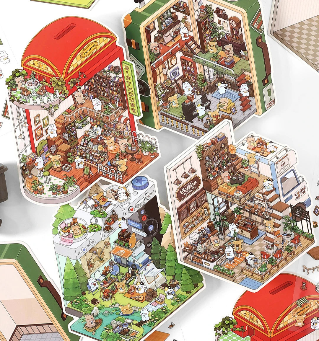 Creative Design Outdoor Scene Sticker for Student Cute Cartoon DIY Decor Landscaping Sticker Scrapbook Journal Student Sticker