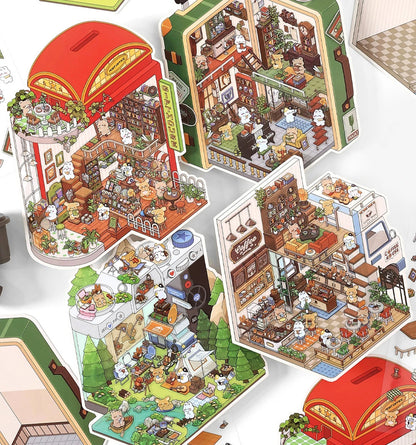 Creative Design Outdoor Scene Sticker for Student Cute Cartoon DIY Decor Landscaping Sticker Scrapbook Journal Student Sticker