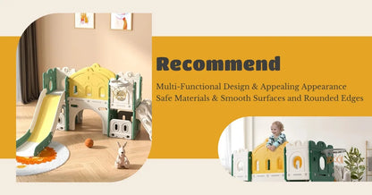 Slide for Children, 4 In 1 Children's Slide Swing with Basketball st, Climbing ladder, Swing Slide Garden Slide for Indoor Outdo