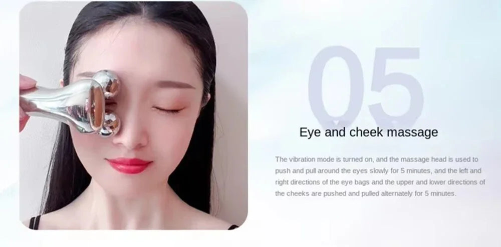 4D Roller Facial Massager EMS Face Lift Device V-Face Slimmer Skin Tightening Double Chin Remover Eye Care Vibration Massager