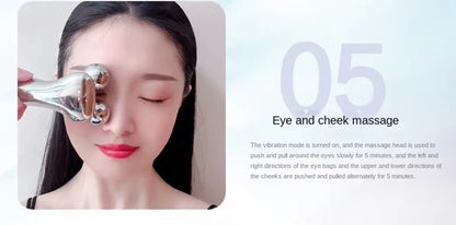4D Roller Facial Massager EMS Face Lift Device V-Face Slimmer Skin Tightening Double Chin Remover Eye Care Vibration Massager
