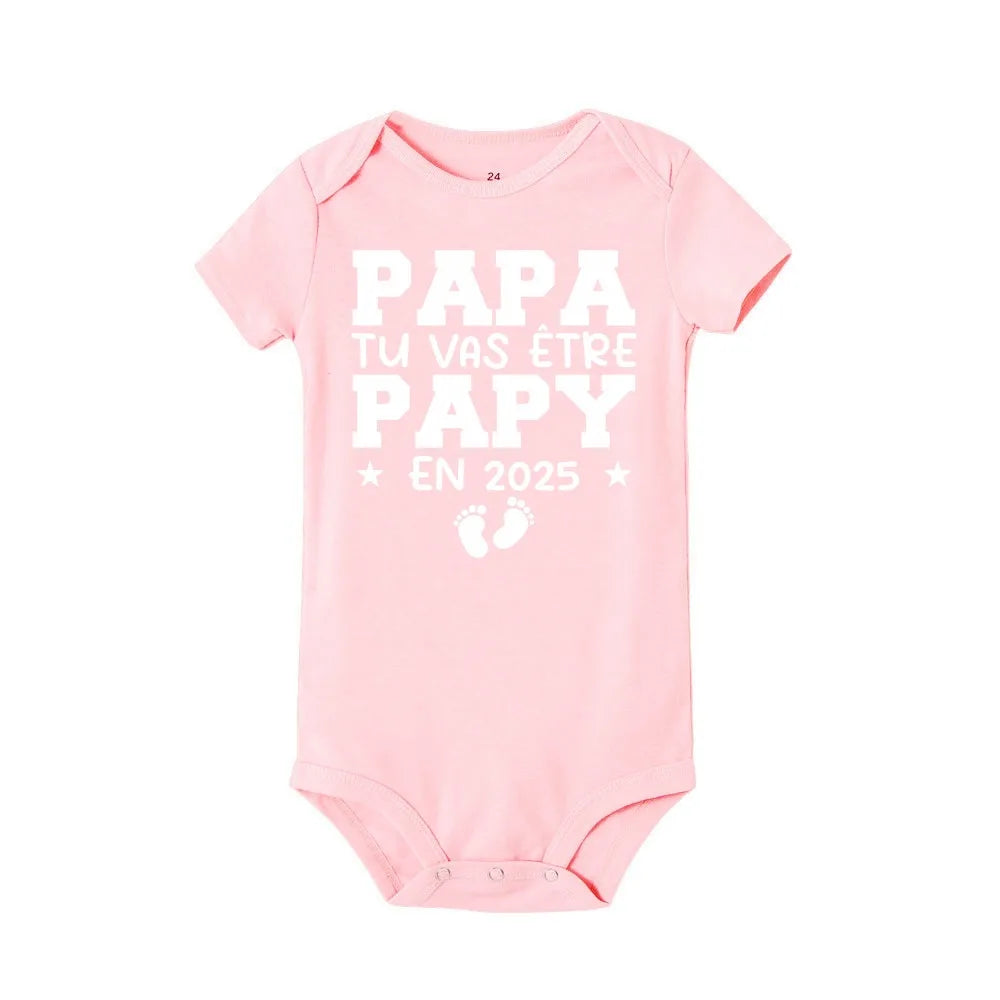 Dad You Will Become A Dad in 2025 Print Infant Rompers Casual Pregnancy Announcement Jumpsuit Short Sleeve Fashion Babys Clothes