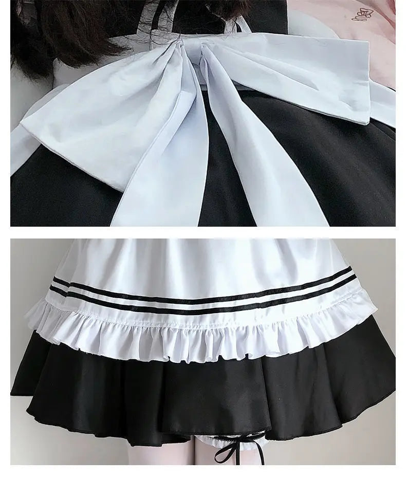 Black White Lolita Maid Girls Women Lovely Cosplay Costume Outfit Dress Sexy French Apron Servant Uniform Exotic CafeMaid S-4XL