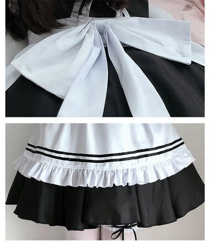 Black White Lolita Maid Girls Women Lovely Cosplay Costume Outfit Dress Sexy French Apron Servant Uniform Exotic CafeMaid S-4XL