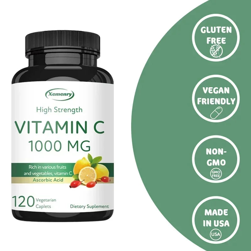 Vitamin C Capsules - Boost Immunity, for Skin, Heart, Teeth Health, Antioxidant, Dietary Supplement