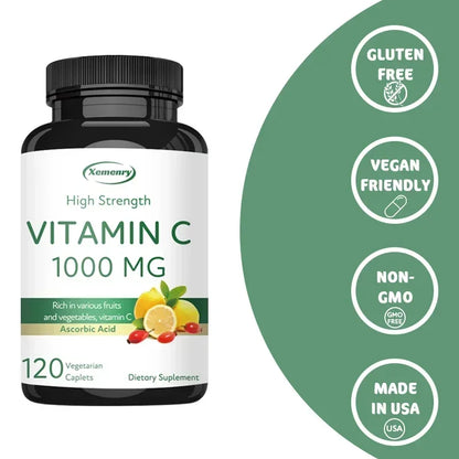 Vitamin C Capsules - Boost Immunity, for Skin, Heart, Teeth Health, Antioxidant, Dietary Supplement