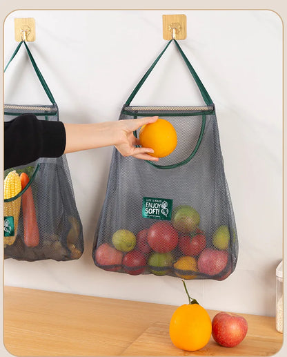 Reusable Storage Bags Kitchen Hanging Mesh Bag Home Fruit And Vegetable Storage Net Bag For Ginger Garlic Potatoes Onions