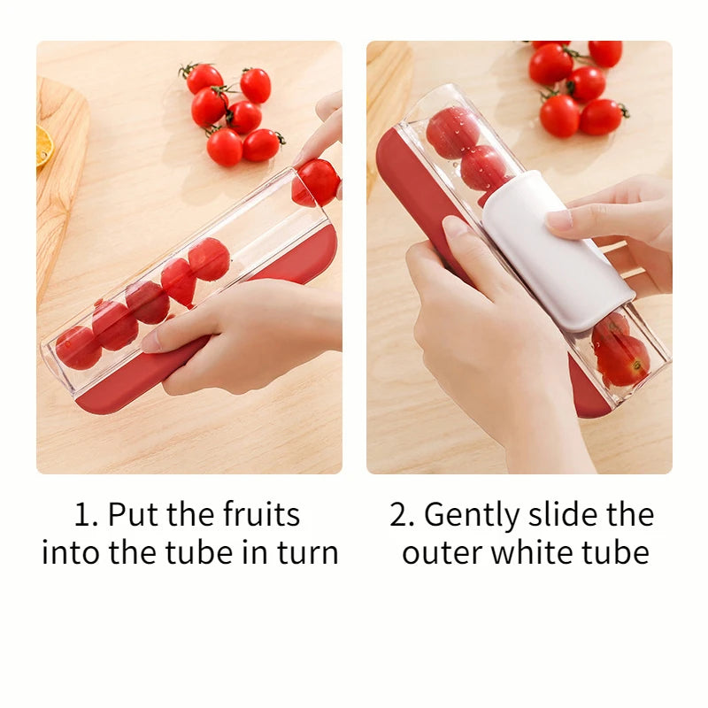Tomato Grape Cherry Slicer Fruit Vegetable Salad Manual Slicer, Fruit and Vegetable Tool Kitchen Gadget, Progressive Zip Slicer