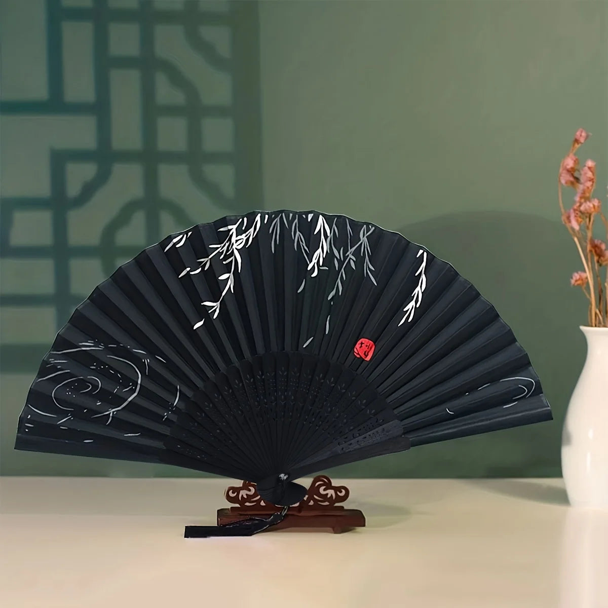 1pc-Elegant wooden folding hand fan favored by fans, favored by wedding parties and performances