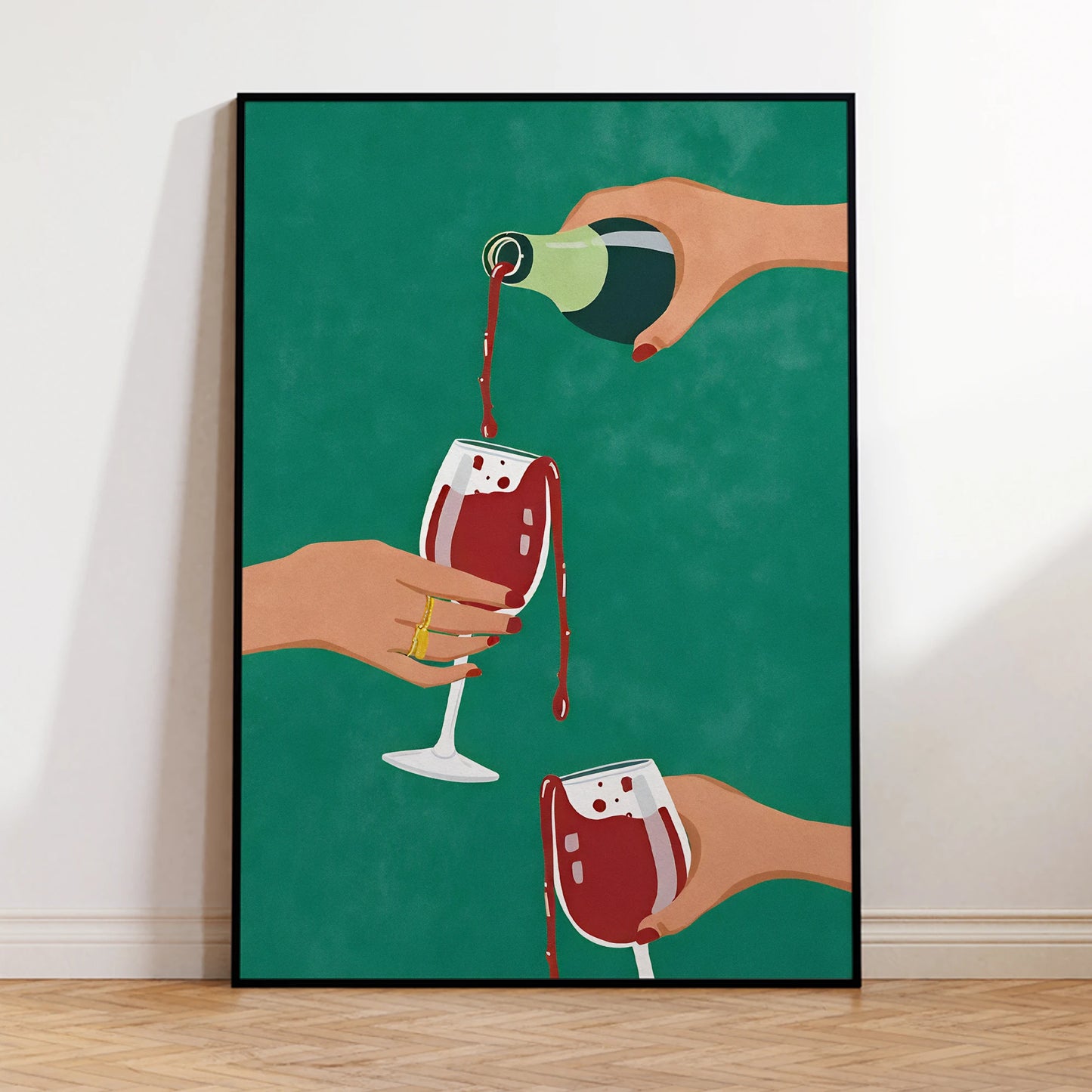 Modern Abstraction Filled With Wine Cheers Wall Art Printmaking Canvas Painting Poster Pictures Living Waterproof Home Deco