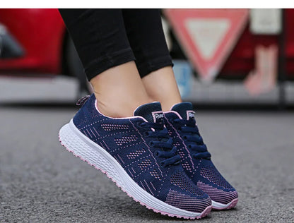 Women Casual Shoes Fashion Breathable Walking Mesh FlatShoesSneakers White Female Footwear